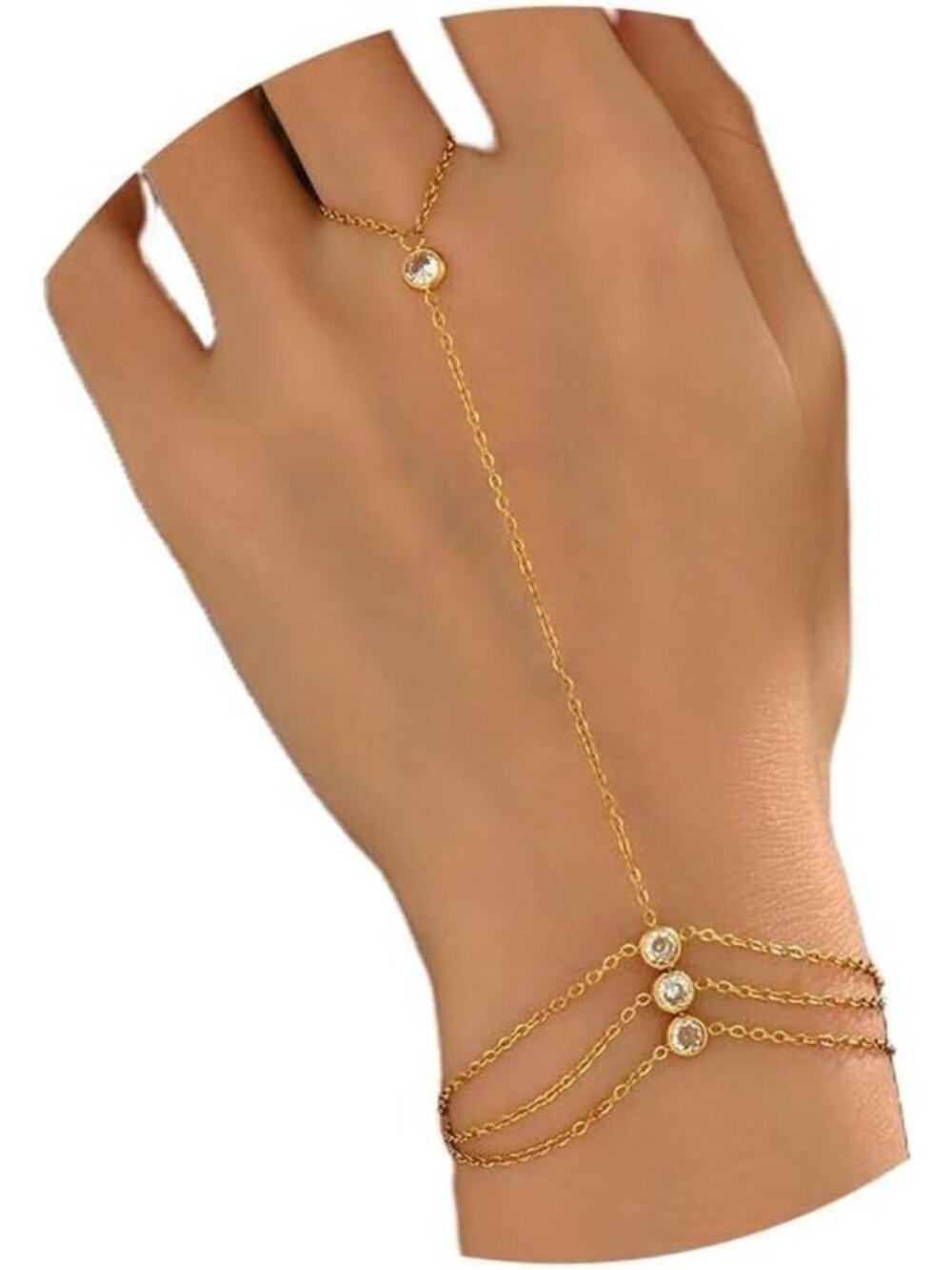 Elegant Waterproof Gold Hand Chain Bracelet for Women - 18K Gold Plated